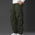 thumbnail image 4 of Men'S Cargo Pants With Multi-Pockets Straight Wide Leg Open Bottom Baggy Drawstring Jogger Sweatpants Hiking Pants, 4 of 9