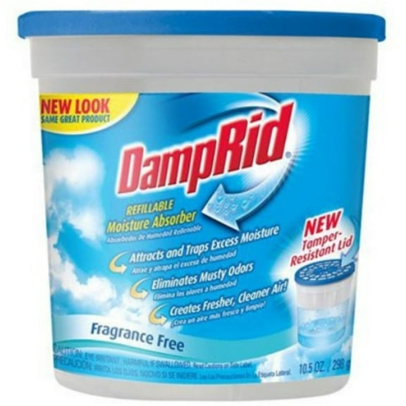 DampRid Refillable Moisture Absorber, Fragrance Free 10.5 oz (Pack of 4)