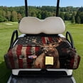 thumbnail image 3 of COEQINE Golf Cart Seat Covers with Carry Handle, Comfortable Golf Cart Seat Towel Blanket, Fits for EZGO Yamaha Club Car and Other 2-Seat Golf Carts, Deer Forest American Flag, 3 of 8