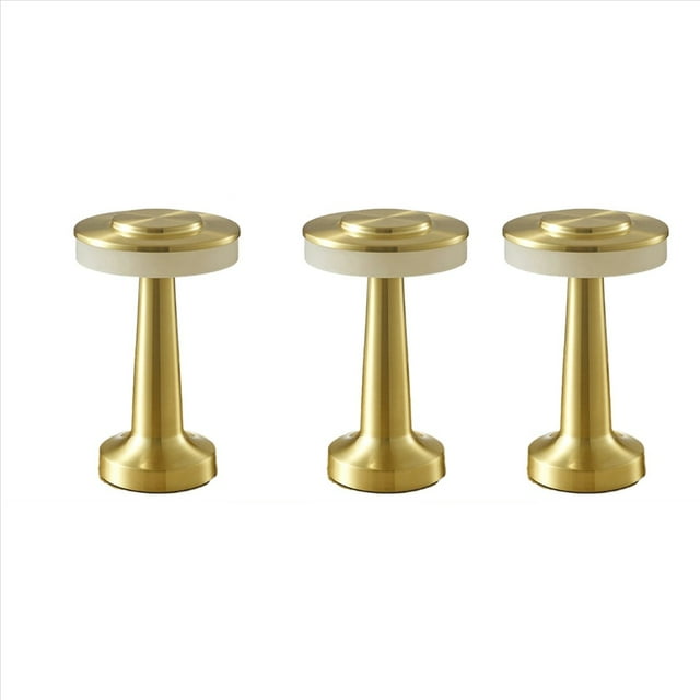 3X LED Lámpara de Mesa Recargable Táctil Mesa de Comedor Bar Lámpara de Mesa Lámpara de Noche Pequeña para Exteriores Lámpara de Mesa Decorativa, Dorado