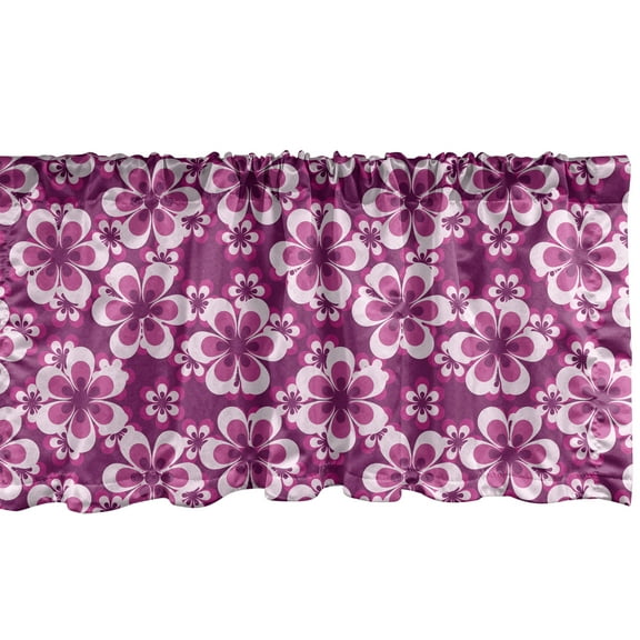 Ambesonne Purple Window Valance, Botany Themed Petals, 54" X 18", Fuchsia Purple