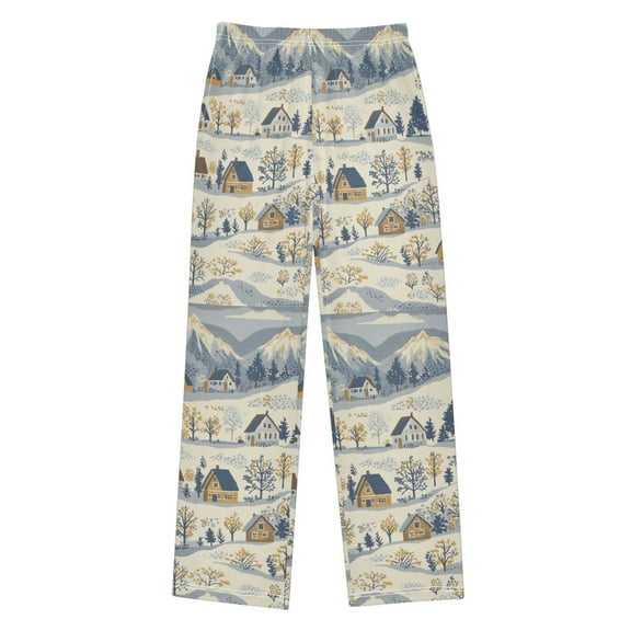 FORMRS Boys Pajama Pants with Pockets Size 6-8Y Kids Lounge Sleep Bottoms, Snowy Mountains