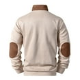 thumbnail image 5 of ersvoioy Mens Mock Neck Sweatshirt Suede Snap Button Half Placket Pullover Long Sleeve Stand Collar Casual Loose Fit Solid Color Cotton Soft Cotton Fall Winter Streetwear Sweat Top Khaki XXXL, 5 of 8