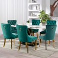 thumbnail image 4 of JESTOP Velvet Dining Chair Set of 6, Upholstered Tufted Dining Room Chair with Nailhead Trim and Solid Gold Plated Leg for Kitchen (Green), 4 of 8