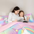 thumbnail image 5 of Homewish Magic Unicorn Animal Bedding Comforter Set 7 Pieces, Dreamy Rainbow Print Full Bedding Set, Dreamy Fairy Tale Reversible Fitted Sheet Flat Sheet, Ultra Soft Bedroom Decor, 5 of 8