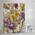 thumbnail image 4 of Spring Floral Shower Curtain Set, Waterproof Shower Curtains for Bathroom, Farmhouse Flowers Watercolor Botanical Elegant Washable Fabric Bath Curtain for Bathtub Decoration with Hooks 72x78 Inches, 4 of 9