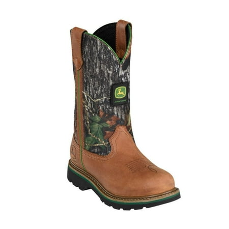 John Deere Work Boots Womens Wellington Crazy Horse Tan Camo JD3288 - Walmart.com