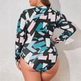 thumbnail image 4 of MKLEKYY Trajes De Baño Mujer Women'S Fashion Long Sleeve Printed Zip Conservative Plus Size Swimsuit, 4 of 6