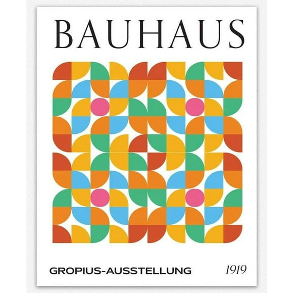 PPHAOSHO Modern Geometric Vibrant Color Abstract Stylish Bauhaus Gropius Exhibition Housewarming Ideal Thoughtful Presence Poster frameless Painting Canvas Wall Posters Art Picture Print 24x36inch