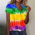 thumbnail image 4 of Busydd Womens Tops Summer V Neck Short Sleeve T-Shirts Tie Dye LGBT Pride Shirts Casual Loose Button Equality Blouses Fashion Funny Graphic Tee Tops Plus Size Tops for Women S-5XL, 4 of 5