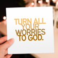 thumbnail image 7 of 3drose, Turn All Your Worries to God Christian Quotes Bible Verse, 6 Greeting Cards with Envelopes, 7 of 7