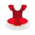 thumbnail image 2 of Yartina Kids Girls Sparkle Circus Jumpsuit Christmas Ballet Dance Leotard Mesh Tutu Skirt Dancewear Red 4, 2 of 7