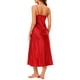 thumbnail image 4 of INSPIRAR CHIC Vestidos de Noche Largos de Satén para Mujeres con Escote en V, Chemise Suave, Vestido de Pijama, Vestido de Noche L Red, 4 of 6