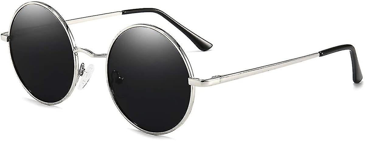 Retro Vintage Lennon Round Polarized Sunglasses Circle Metal Frame Sunglasses for Men Women 