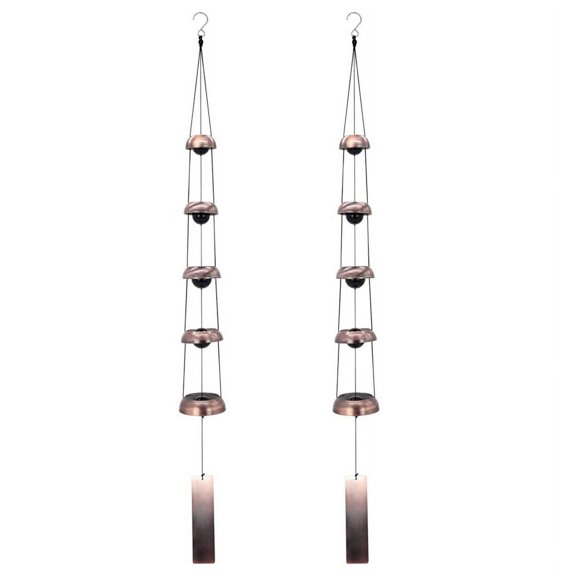2X Bell Wind Chimes Temple Wind Bell with 5 Bells,Feng Shui Wind Chime for Home Yard Decoration Memorial Wind Chime