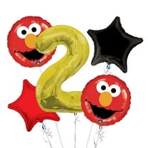 Sesame Street Elmo Balloon Bouquet 2nd Birthday 5 pcs - Party Supplies