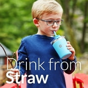PopYum 9oz Insulated Stainless Steel Kids’ Cups with Lid and Straw, 2-Pack, Orange, Blue