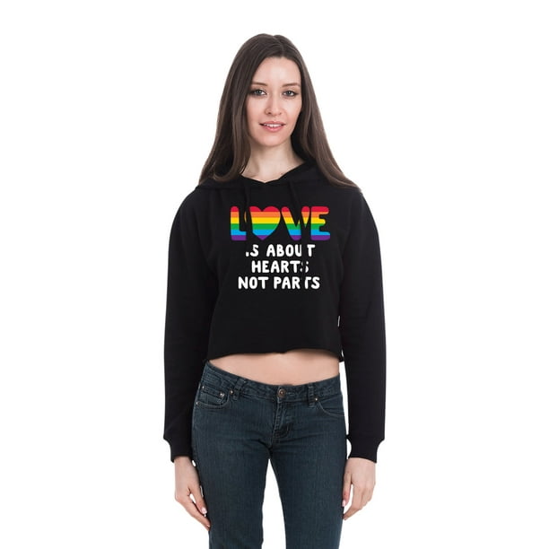 Instant Message - Love Hearts Not Parts - Juniors Cropped Pullover Hoodie -  Walmart.com
