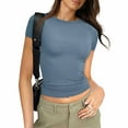 thumbnail image 2 of Women's T Shirts Fashion Tops for Women Fitted Short Sleeve Basic Tee Slim Fit Shirts, 2 of 6