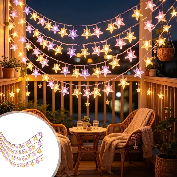 Star Fairy Lights, Christmas Themed Decorative String Lights, 10 Ft Star String Lights with 20 LED, Indoor Hanging Lights For Holiday Gathering Room Layout Porch Mantel Festive Ambient Lighting