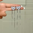 thumbnail image 3 of Sunyuer 14K Gold Plated Chain Fringe Dangling Tassel Liner Earrings, Cubic Zirconia Love Heart Dangle Earrings for Women, 3 of 5