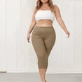 thumbnail image 4 of Plus Size Capris for Women Tights Casual Stretch Elastic Waist Split Hem Sweatpants Comfy Workout Lounge Pants, 2XL, 4 of 6