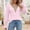 Hot Pink, variant on Vivianyn HD Women's Contrast V Neck Eyelet Chiffon Blouse, Long Sleeve Casual Top,Wine,Size S-XXL