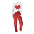 thumbnail image 4 of Womens Pajamas Fall Winter Pajamas Set Top and Pants 2 Piece Pajama Crew Neck Long Sleeve Loungewear Front Heart Print, 4 of 4
