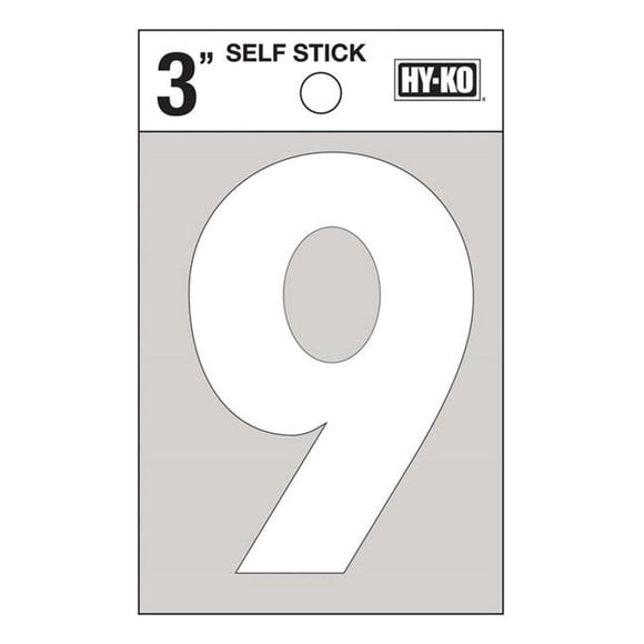 Hy-Ko Produits 5120977 Vinyle 3 Po Numéro 9 Blanc