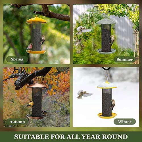 Finch Feeders for Outdoors Hanging, Metal Mesh Tube Bird Feeder for Nyjer/Thistle Seed, 2.5 lbs Large Capacity (Antique Copper)