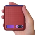 thumbnail image 3 of Case for Galaxy Z Flip, Nakedcellphone [Red] Protective Snap-On Cover [Grid Texture] for Samsung Galaxy Z Flip 5G Phone (SM-F700, SM-F707) 2020, 3 of 7