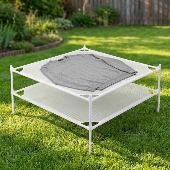 2-Layer Sweater Drying Rack – Flat Mesh Clothes Drying Rack, Stackable Laundry Drying Rack for Sweaters, Socks & Toys, Indoor & Outdoor Use