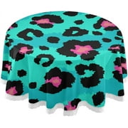 SKYSONIC 60" Colorful Leopard Pattern Round Table Cloth Polyester Tablecloth Washable Tablecover for Party Dinner Home Decor