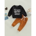 thumbnail image 2 of Canis Baby Autumn Attire Set, Long Sleeve Pullover with Letter Design + Solid Pants, 2 of 8