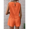 thumbnail image 5 of Women'S 2 Piece Vacation Outfits Sleeveless Tank Top and Matching Shorts Sets Tangerine Color S, 5 of 9