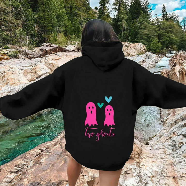 MEAGAOME Vsco Girl Stuff Womens Sweatshirt Graphic Letter Graphic Print Long Sleeve Drawstring Hoodie Graphic Crewneck Long Sleeve Casual Pullover Tops Lady Garden Gifts Hot Sale Walmart