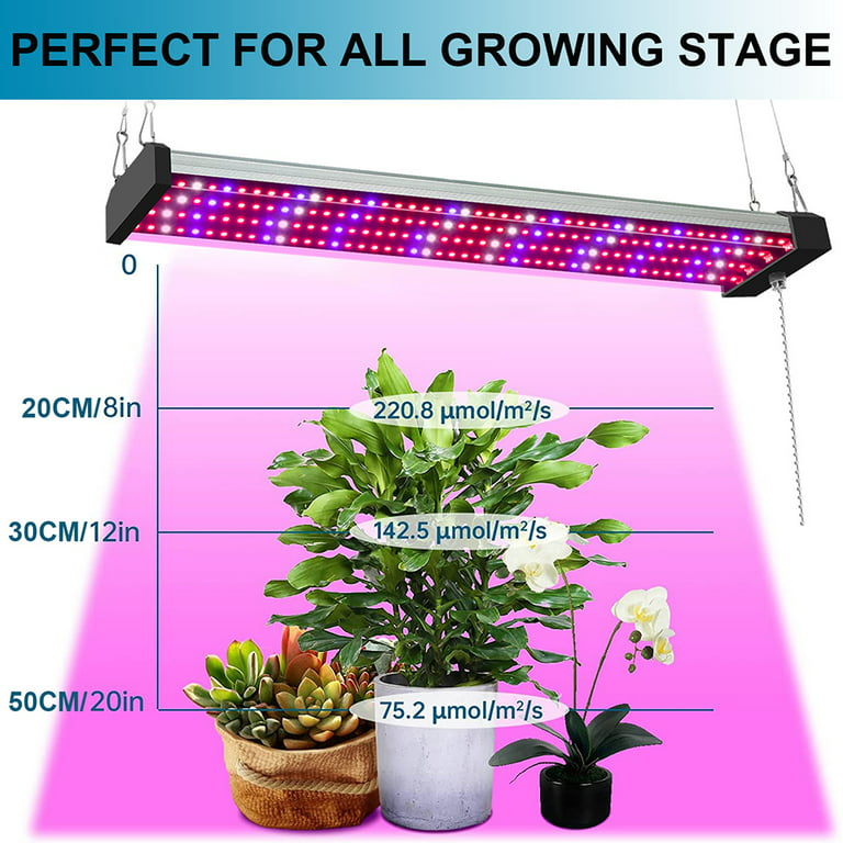 LED Grow Light Bars Full Spectrum LED Plant Growing Lamp 58/96/120/196LEDs  with Pull Chain Switch for Veg Greenhouse, Micro Greens And Flower  Clones,Succulents,Seedlings 