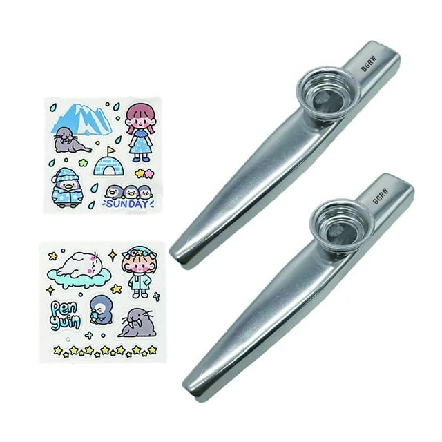 2Pcs Metal Kazoos Musical Instruments Flutes Diaphragm Mouth Kazoos Musical Instruments Good Companion for Guitar 2 pcs Silver