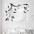 thumbnail image 1 of Dragonfly Tapestry, Swirled Floral Background with Damask Curl Branches and Leaves Print, Wall Hanging for Bedroom Living Room Dorm Decor, 80W X 60L Inches, Pale Grey Black White, by Ambesonne, 1 of 2