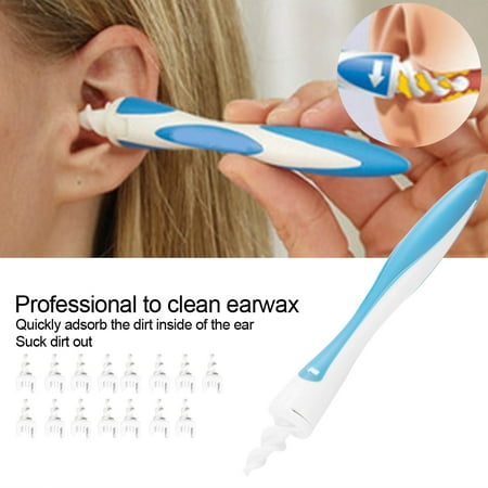 Aramox Spiral Earwax Removal Cleaning Soft Ear Care Cleaner Swabs with 16Pcs Replacement Heads, Soft Ear Cleaner,Ear Care Cleaner