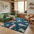 thumbnail image 3 of Rug Branch Soft Steps Playtime Airplane Soft Area Rug, Navy - Boys & Girls in Playroom, Nursery, Bedroom, 3 of 8