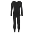 thumbnail image 4 of inlzdz Kids Girls Boys Thermal Underwear Long John Set Long Sleeve Tops with Pantyhose Legging Base Type B Black XL, 4 of 7
