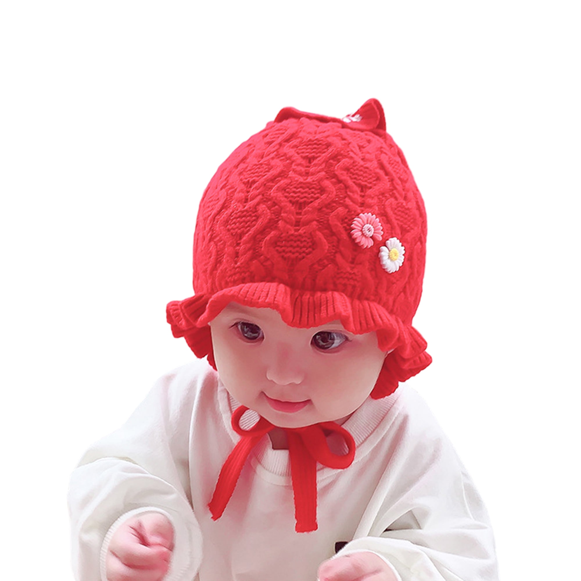 Baby Cap, Knitting Daisy Hat, Cartoon Winter Relaxed Breathable Warm Protective Ear Lace-up Hat Baby Cap, Knitting Daisy Hat, Cartoon Winter Relaxed Breathable Warm Protective Ear Lace-up Hat