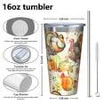 thumbnail image 4 of 16oz Tumblers Happy Thanksgiving Turkey Fall Leaves Pumpkin Stainless Steel Vacuum Insulated Double Wall Travel Tumbler Cups Mug with Lid and Straw,Cleaning Brush for Coffee,Tea, 4 of 4