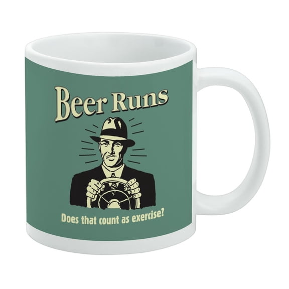 Beer Runs Does That Count as Excercise Funny Humor Retro White Mug