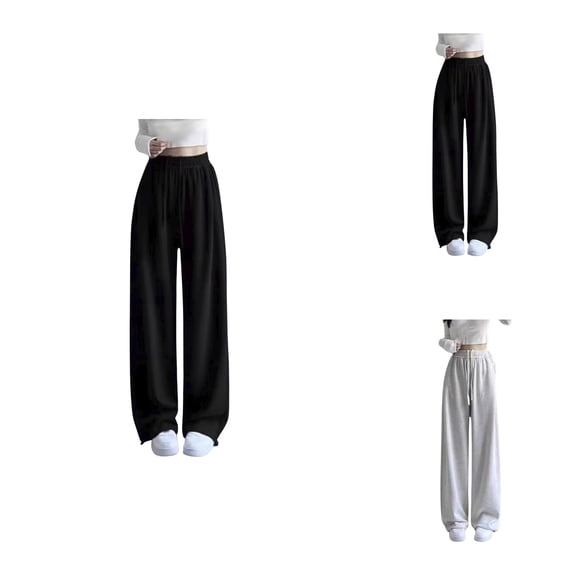 Girls Drawstring Elastic Waist Baggy Joggers â Oversized Wide Leg Loose Fit High Waist Solid Color Active Sweatpants for Kids &