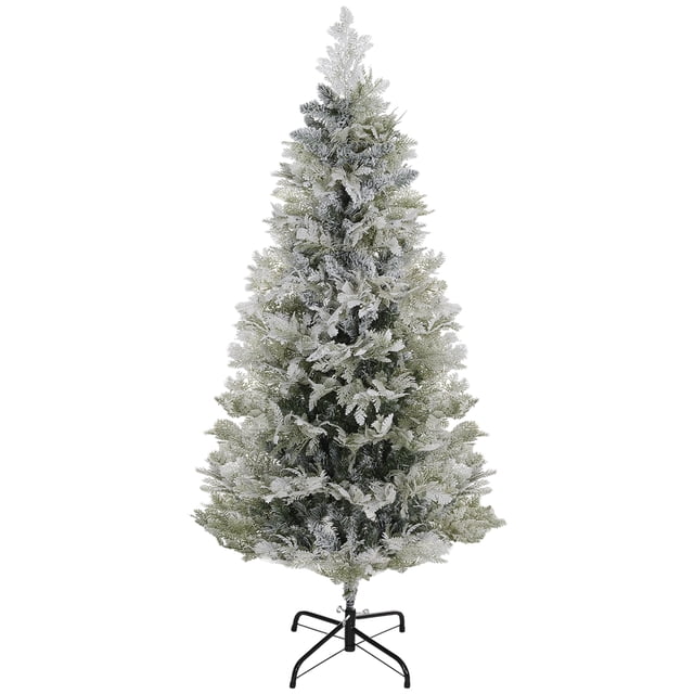 HOMCOM Sapin de Noël Artificiel Mince Floqué avec Extrémités de Branches Réalistes