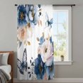thumbnail image 4 of Vintage Blue Floral Sheer Curtains 72 Inches Long, Farmhouse Flower Butterflies Light Filering Curtains, Breathable Simi Curtain Privacy Drapes for Living Room Bedroom Lightweight Window Treatment, 4 of 9