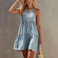 thumbnail image 5 of QUNYINEY Summer Womens Dresses Sleeveless A Line Blue Mini Sundress Crew Neck Vacation Casual Loose Fit Dresses, 5 of 7