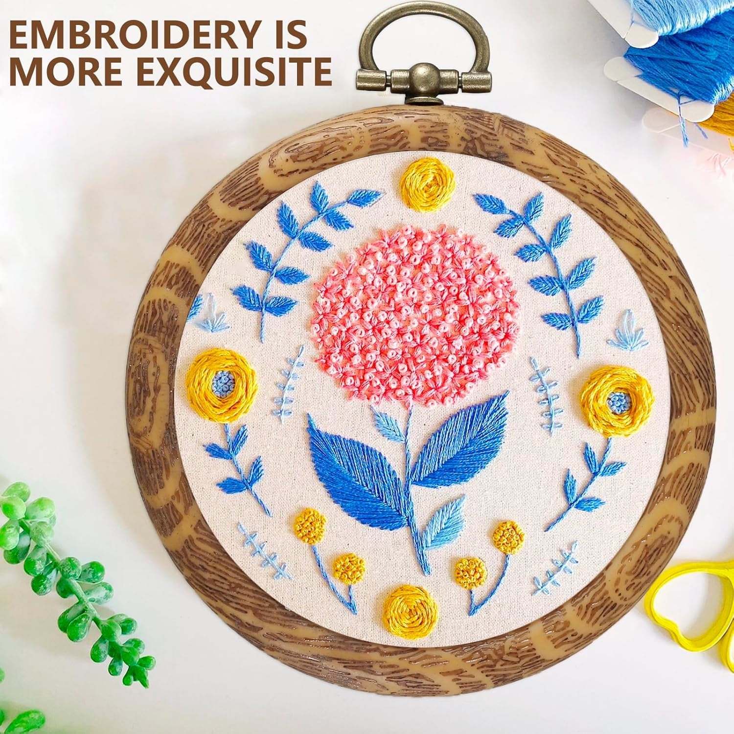 10 Pack 4 inch Mini Embroidery Hoops,Bexikou Round Imitated Wood Plastic Display Frame,Embroidery Hoop Cross Stitch Hoop Ring for DIY Art Craft Display Sewing Craft Hanging Ornament